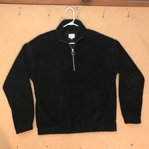 faux shearling half zip sweater men's M